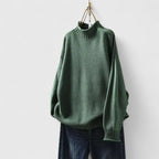 Isana | Women’s Sweater | High Ribbed Turtleneck Collar Green