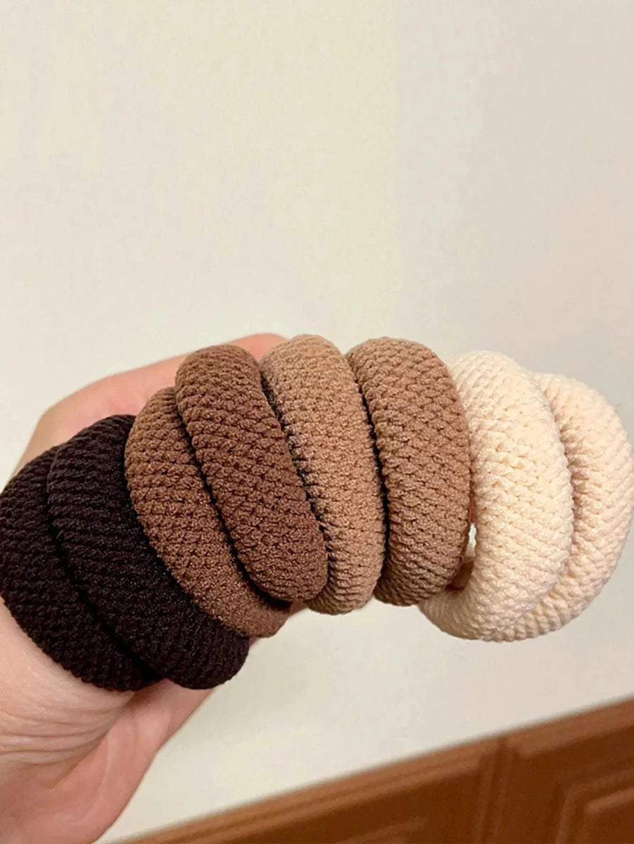 Amore | 5/10 Pack High Elasticity Thickened Hair Scrunchies - Damage-Free No-Crease Soft Cotton Ponytail Holders & Versatile Hair Ties (Mixed Colors)