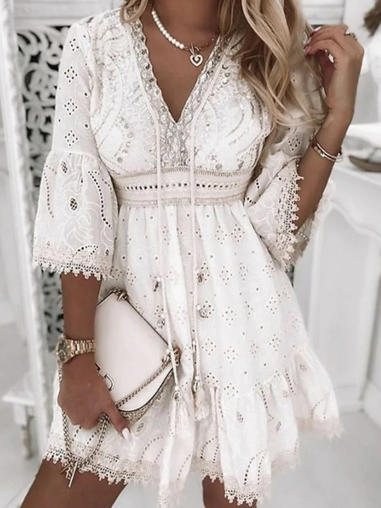 Amore | Boho Ibiza Dress | Summer Dress for Women White (only 5 left in stock)