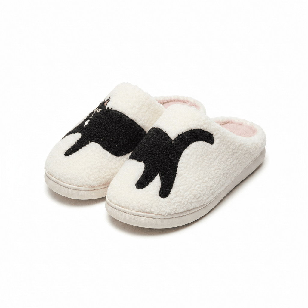 Slippers with Cat Motif - Warm, Comfortable Slippers