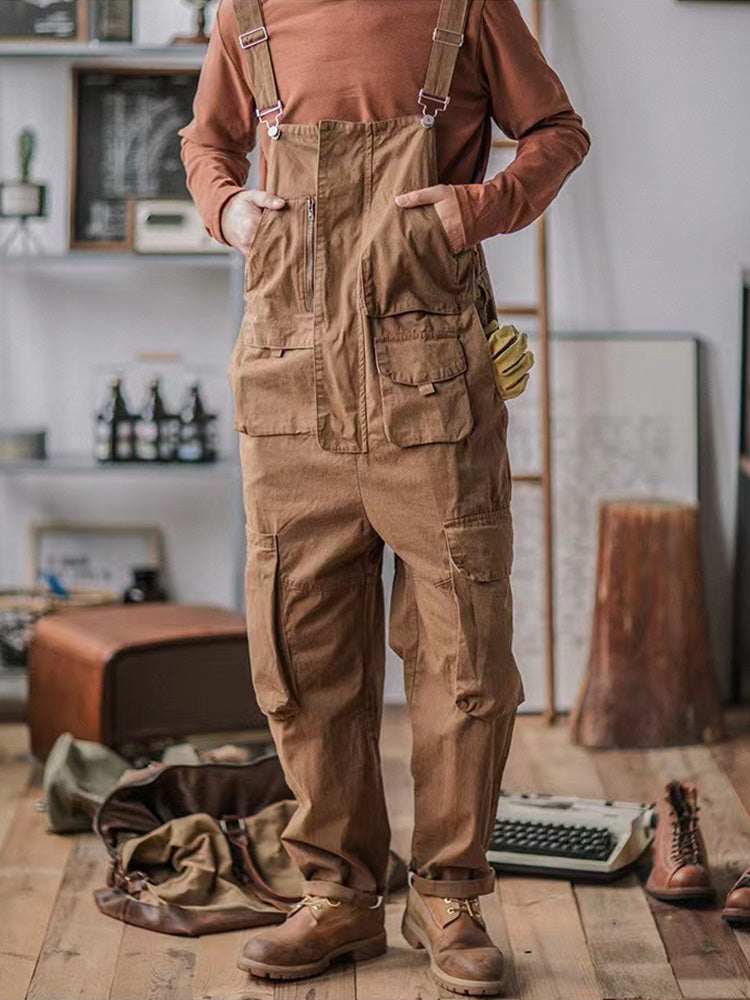 Men’s Slouchy Artisan Overalls in Black, showcasing stylish design.