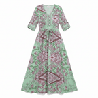 Women's Smocked Printed Half Sleeve Dress