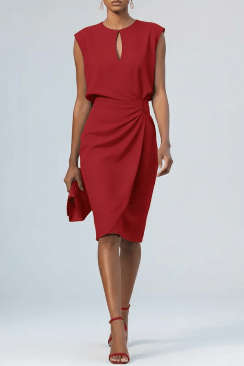 Pamelo | Elegant and Refined Midi Dress Red