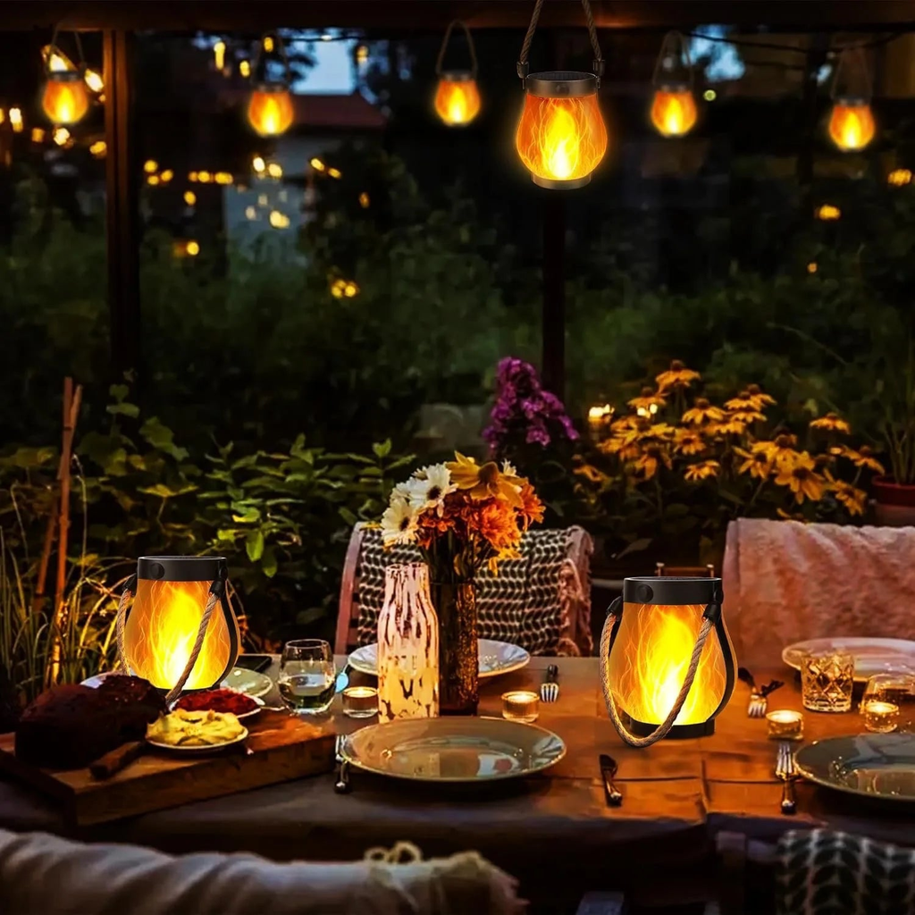 Solar Flame Lantern - Waterproof Flickering LED Hanging Garden Light