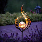 Solar Metal Garden Lamp with Warm LED Light and Stylish Outdoor Lighting 0