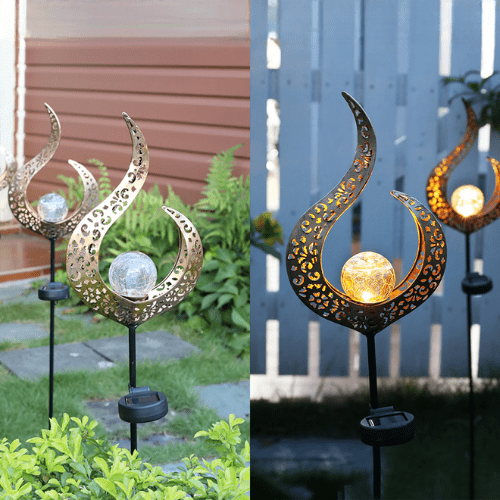 Solar Metal Garden Lamp with Warm LED Light and Stylish Outdoor Lighting 3