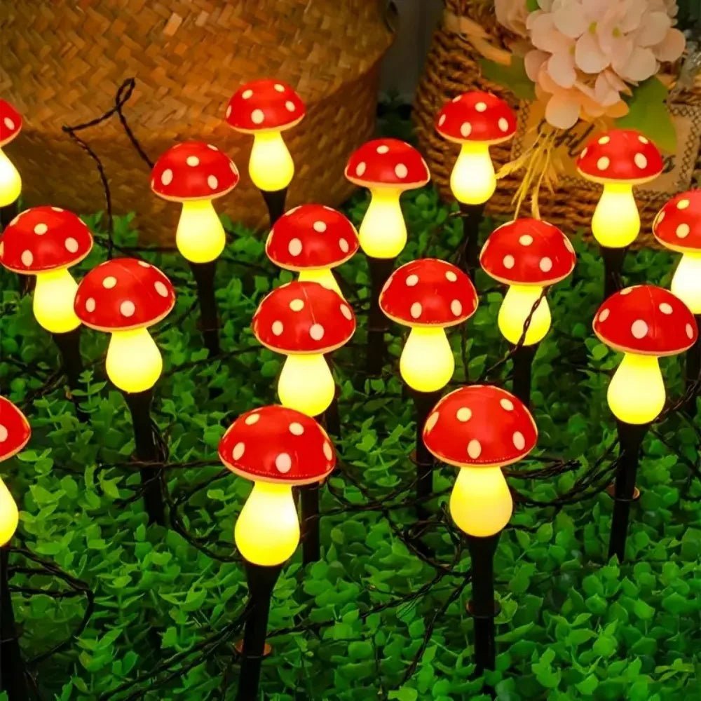 Solar Mushroom Garden Lights – 8-Mode Waterproof Outdoor Pathway Stake Light Warm white