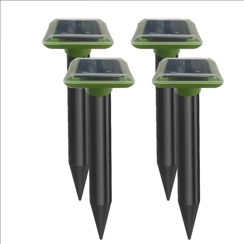 Solar Ultrasonic Mole Repeller – Vibrating Snake & Rodent Deterrent Spike 4 Pack