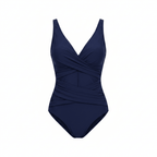 Sophisticated Fitted One-Piece Swimsuit with Textured Ruched Accents 1