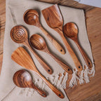 Natural Wooden Kitchen Set – Rustic Wooden Cooking Utensils, Set of 4 or 7 Pieces – RustiCook