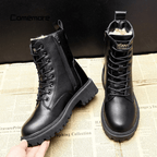 Women's Elegant Black Faux Leather Boots for Comfort and Style