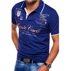 Stylish men's slim-fit polo shirt made of cotton, short sleeves 1