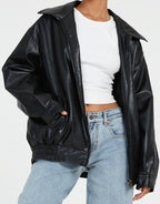 Zahara | Loose Faux Leather Jacket for Women – Relaxed Oversized Fit