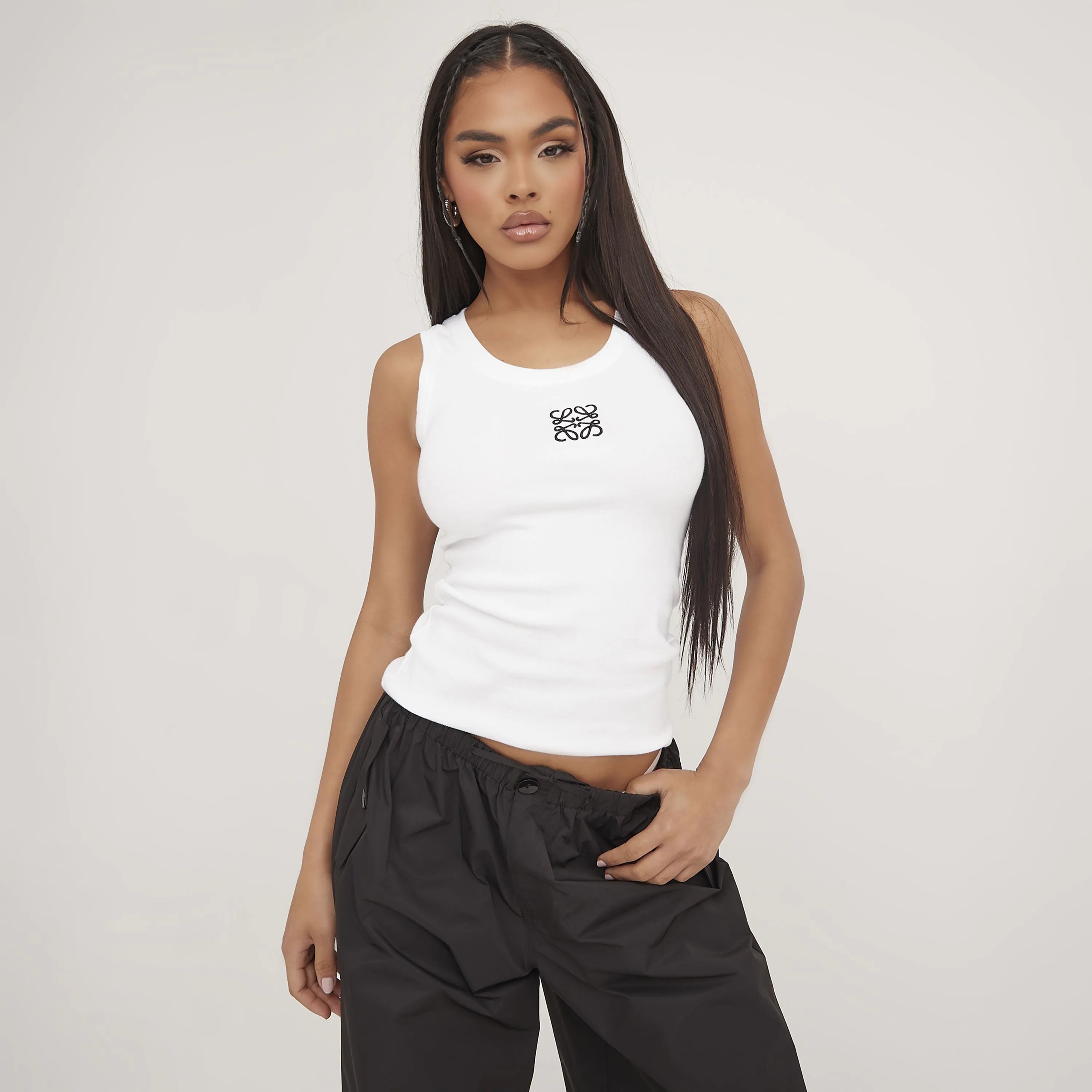 Tank Top Silky Cotton Minimalist Design Summer White