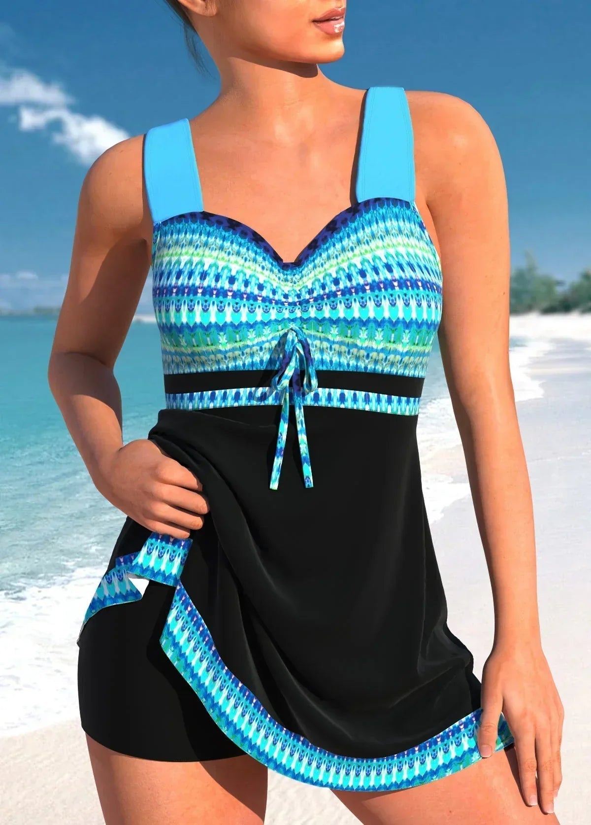 Parsha | Women’s Tankini Swimsuit with Sweetheart Neckline and Quick-Drying Comfort Blue