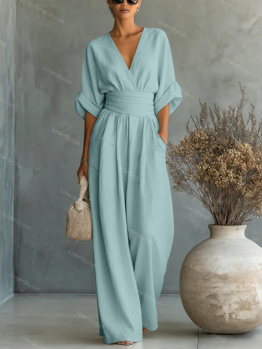 Martina | Elegant and Comfortable Women's Jumpsuit with V-Neck Blue
