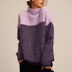 Women's Chevron Turtleneck Sweater Purple