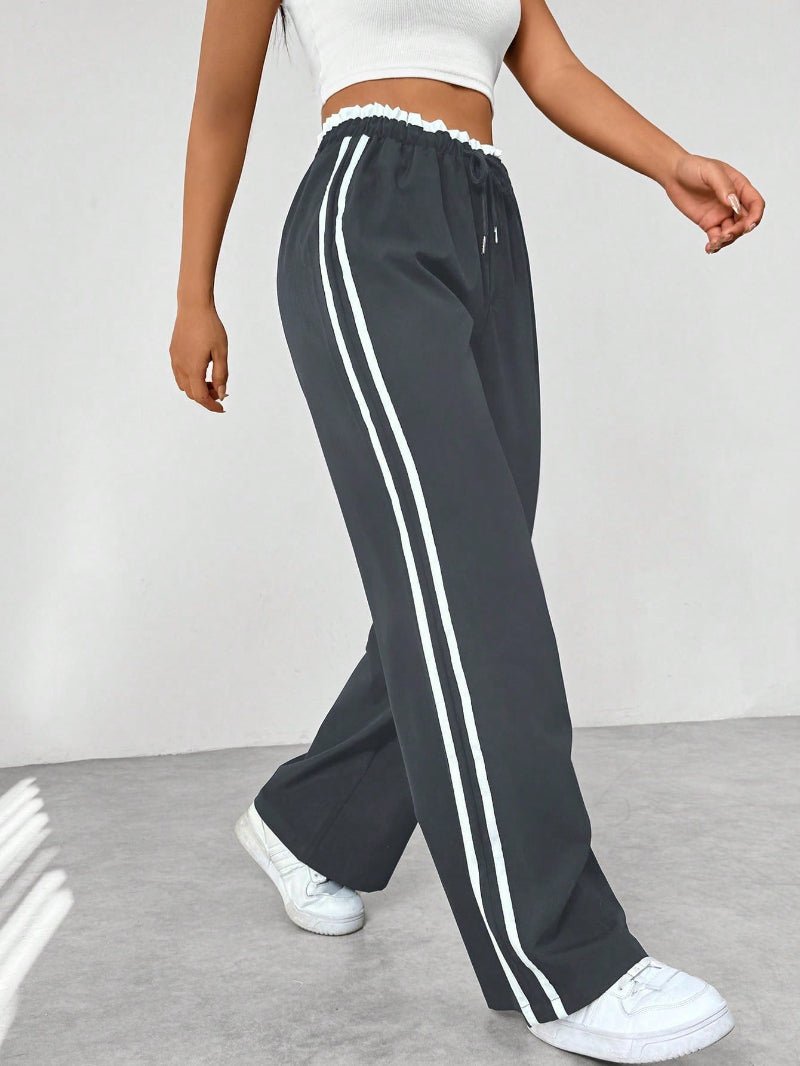 Trendy Sporty Pants With Wide Legs And High Waist For Relaxed Style And Comfort 1