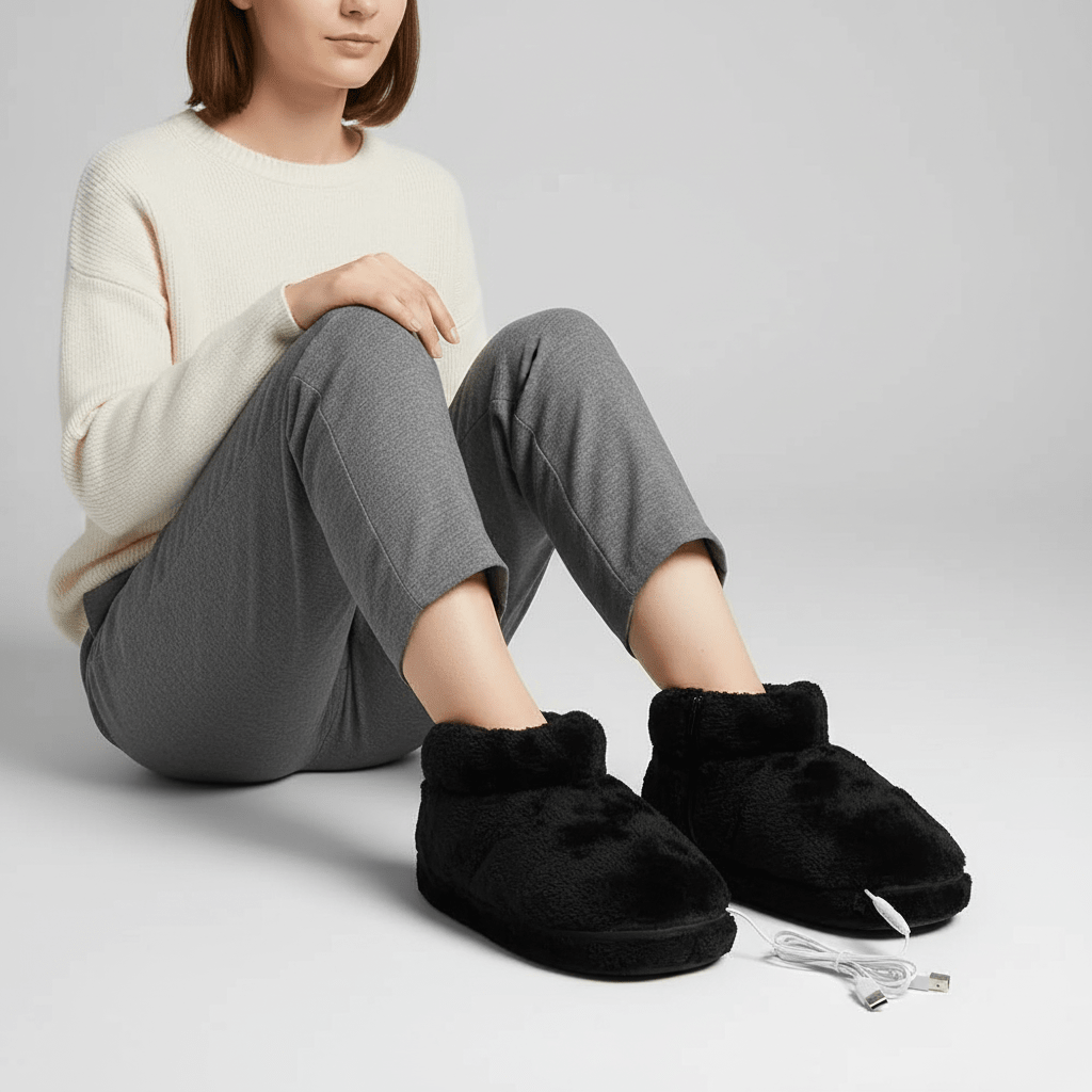 USB Heated Slippers – Electric Heated House Shoes with Soft Plush Lining, Unisex, 3 Colors, EU 35–46