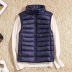 Aura | Women’s Ultralight Down Vest – Architectural Feather-Light Layering & Refined Thermal Grace navy blue