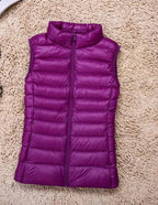 Aura | Women’s Ultralight Down Vest – Architectural Feather-Light Layering & Refined Thermal Grace purple