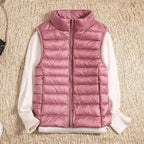 Aura | Women’s Ultralight Down Vest – Architectural Feather-Light Layering & Refined Thermal Grace pink