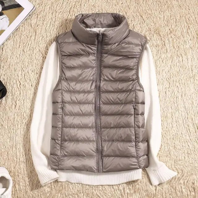 Aura | Women’s Ultralight Down Vest – Architectural Feather-Light Layering & Refined Thermal Grace khaki