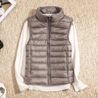 Aura | Women’s Ultralight Down Vest – Architectural Feather-Light Layering & Refined Thermal Grace khaki