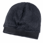 Unisex Black Beanie Hat with Fur Lining Warm Knitted Beanie Men and Women Ideal for Outdoor Sports
