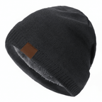 Unisex Black Beanie Hat with Fur Lining Warm Knitted Beanie Men and Women Ideal for Outdoor Sports Gray 54cm-60cm