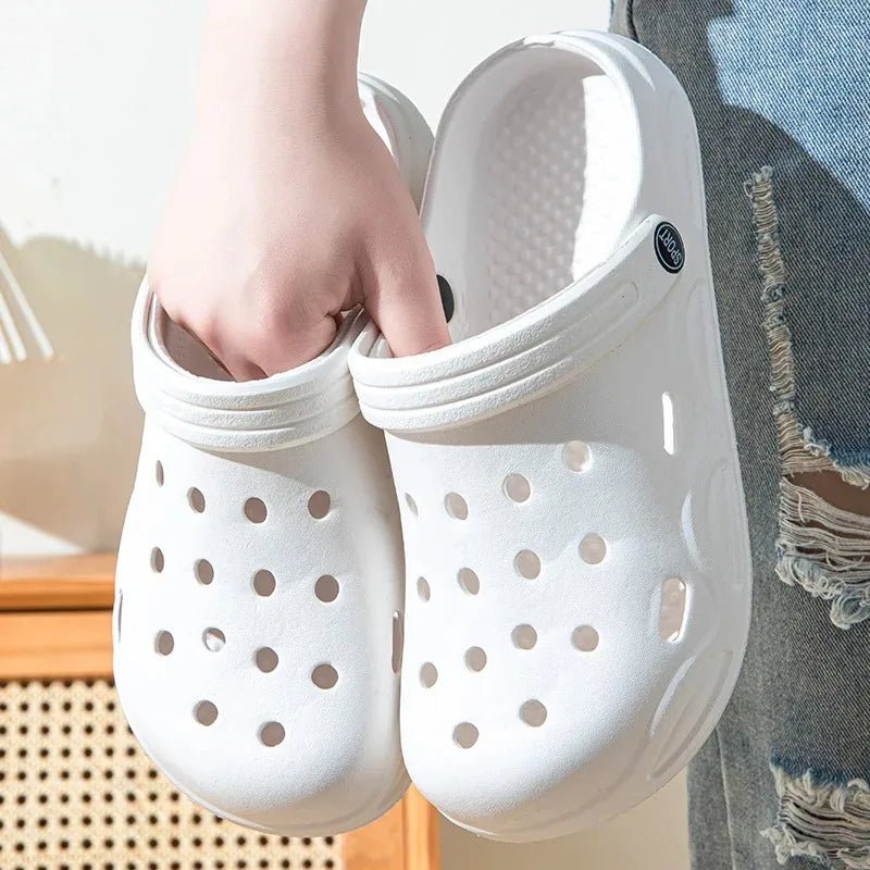 Unisex Garden Clogs - Non-Slip Slip-On Beach Slippers Summer Shoes White