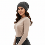 Unisex Slouchy Beanie Hat with Fur Lining Warm Knitted Cap for Winter