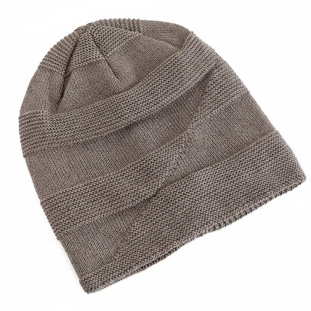Unisex Slouchy Beanie Hat with Fur Lining Warm Knitted Cap for Winter