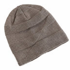 Unisex Slouchy Beanie Hat with Fur Lining Warm Knitted Cap for Winter