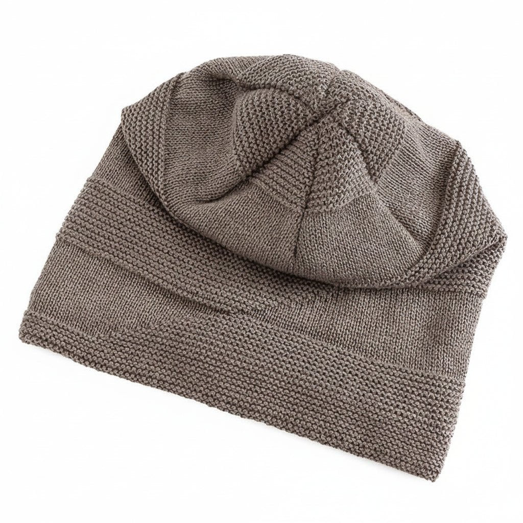 Unisex Slouchy Beanie Hat with Fur Lining Warm Knitted Cap for Winter