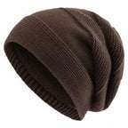Unisex Slouchy Beanie Hat with Fur Lining Warm Knitted Cap for Winter