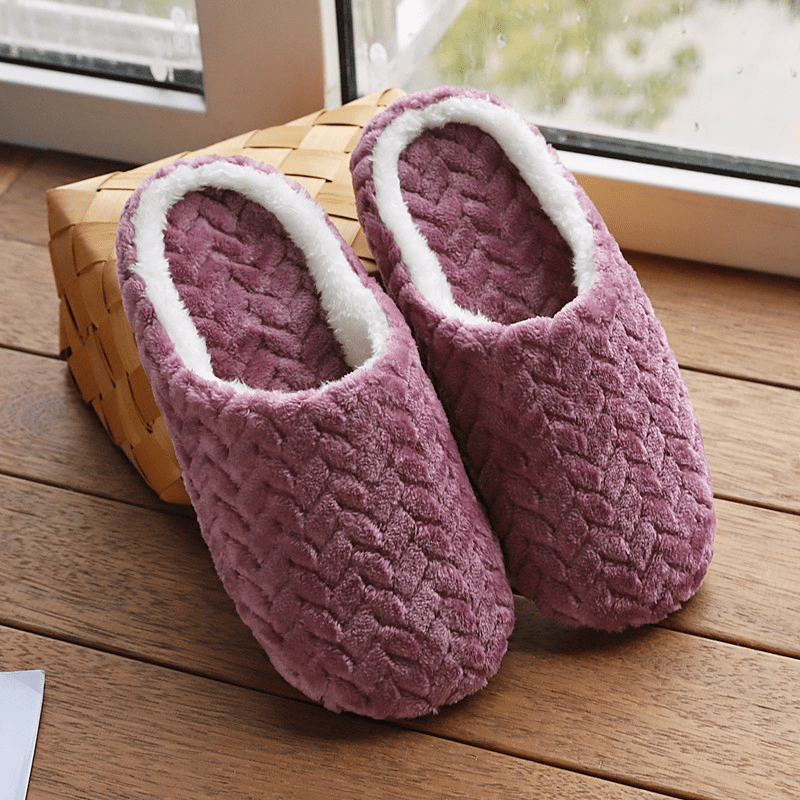 Unisex Warm Winter Slippers - Soft Lined Slippers Purple