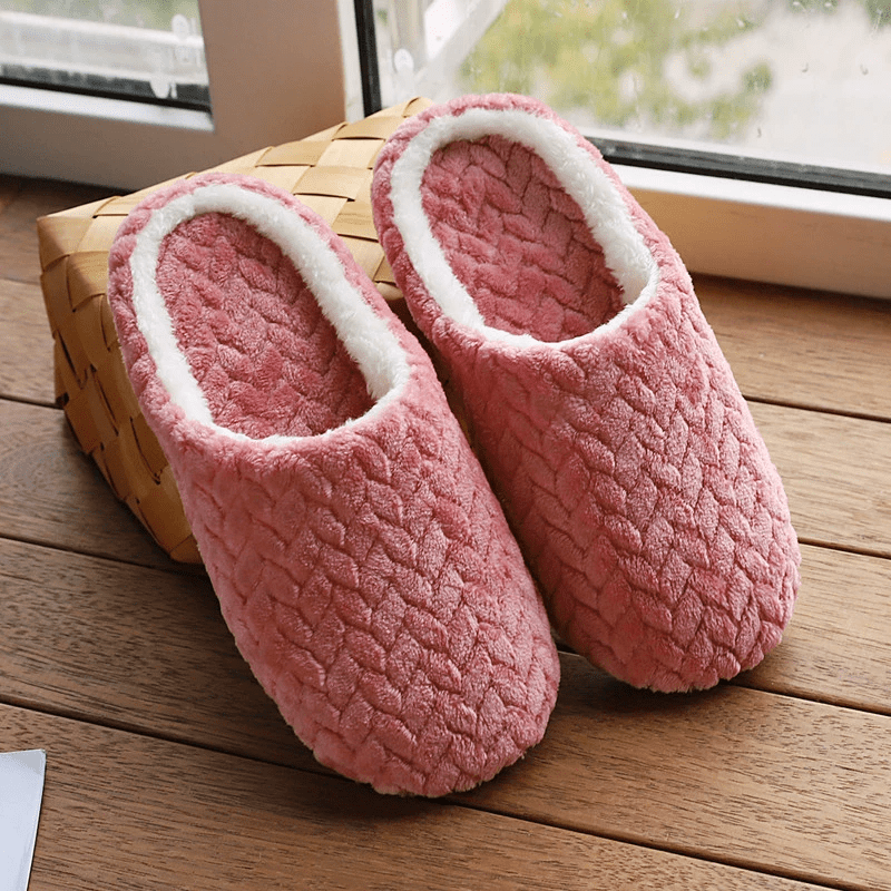 Unisex Warm Winter Slippers - Soft Lined Slippers Pink
