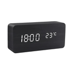 LED Wooden Clock with Voice Control for Stylish Time Display