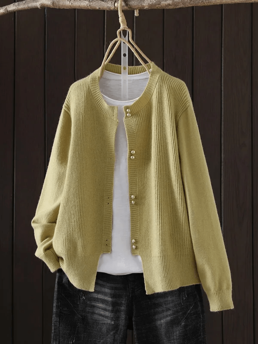 Inspire | Women's Button-Front Cardigan Sweater - Ribbed Cuffs V-Neck Knit & Casual Fall Top