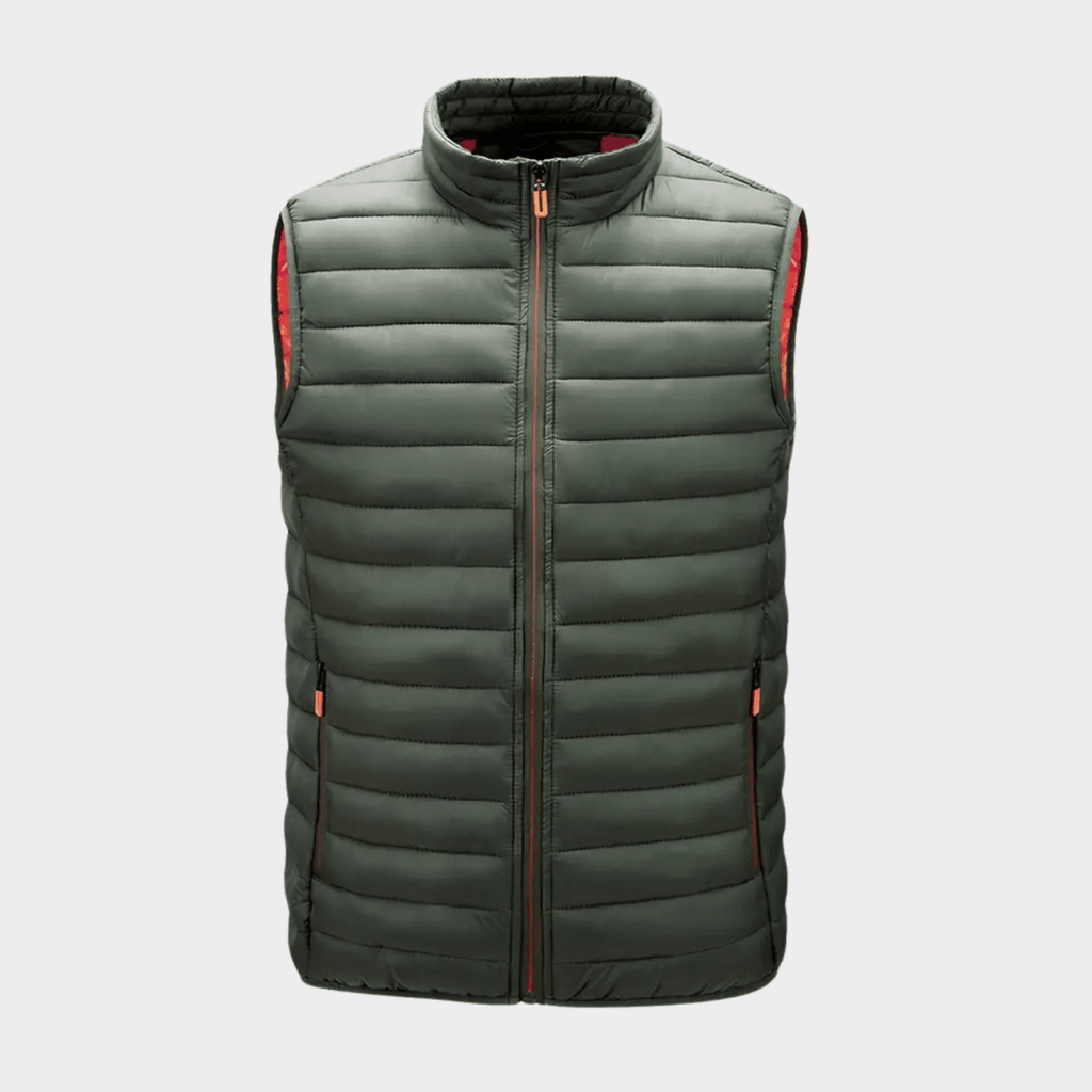 Miles | Lightweight Bodywarmer Stand Collar Men’s Quilted Vest Army Green
