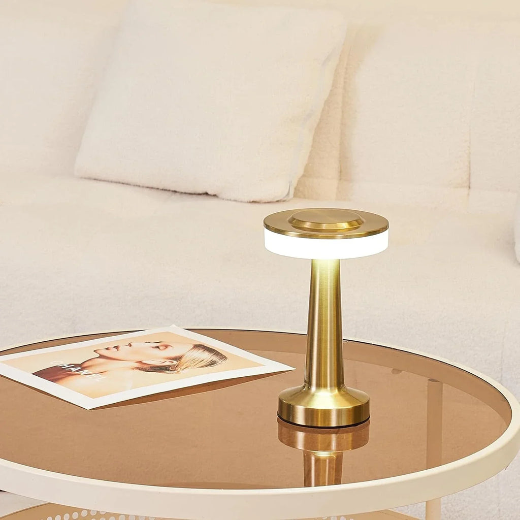 Wireless Retro Table Lamp – Cordless Rechargeable LED Lamp, Dimmable with 3 Color Temperatures, Metal Bar & Restaurant Lamp – LumiBar