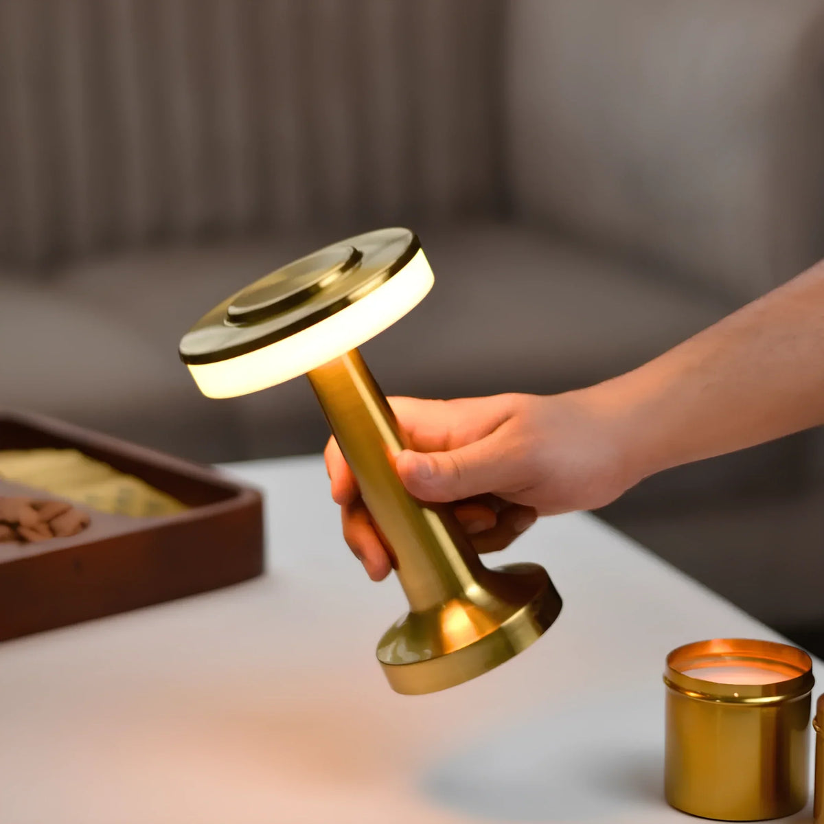 Wireless Retro Table Lamp – Cordless Rechargeable LED Lamp, Dimmable with 3 Color Temperatures, Metal Bar & Restaurant Lamp – LumiBar