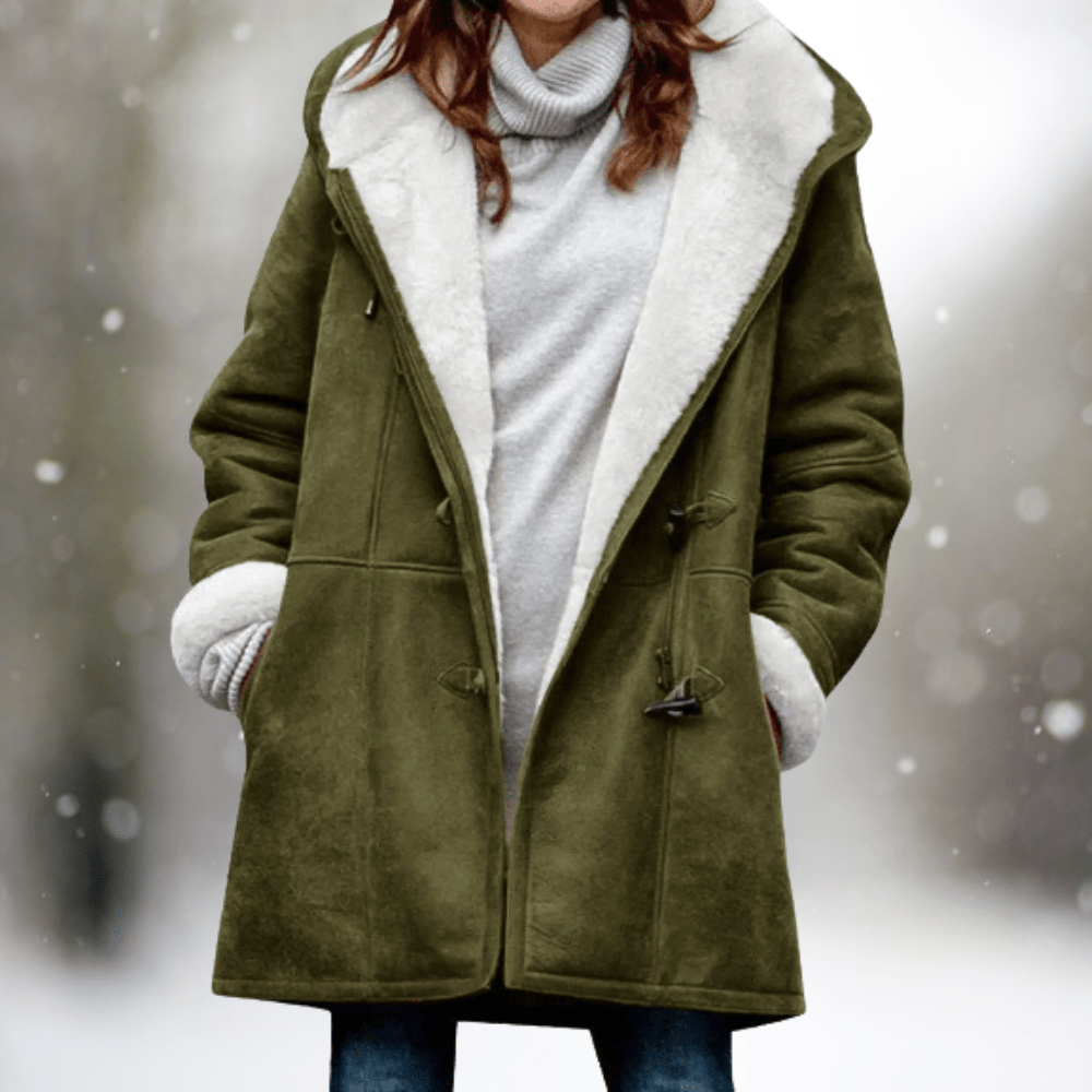 Luna | Women’s Winter Coat | Contrasting Inner Lining Green