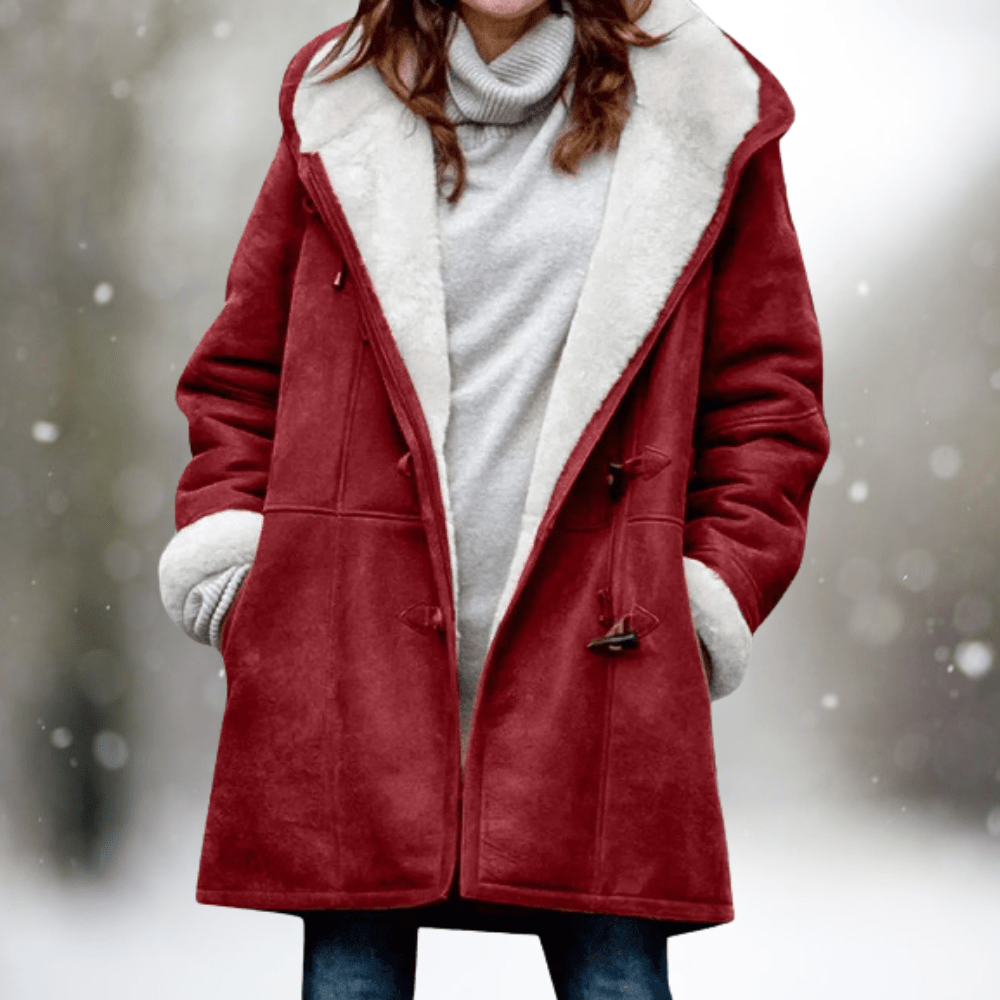Luna | Women’s Winter Coat | Contrasting Inner Lining Red