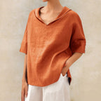 V-hals casual overhemd | Pearl