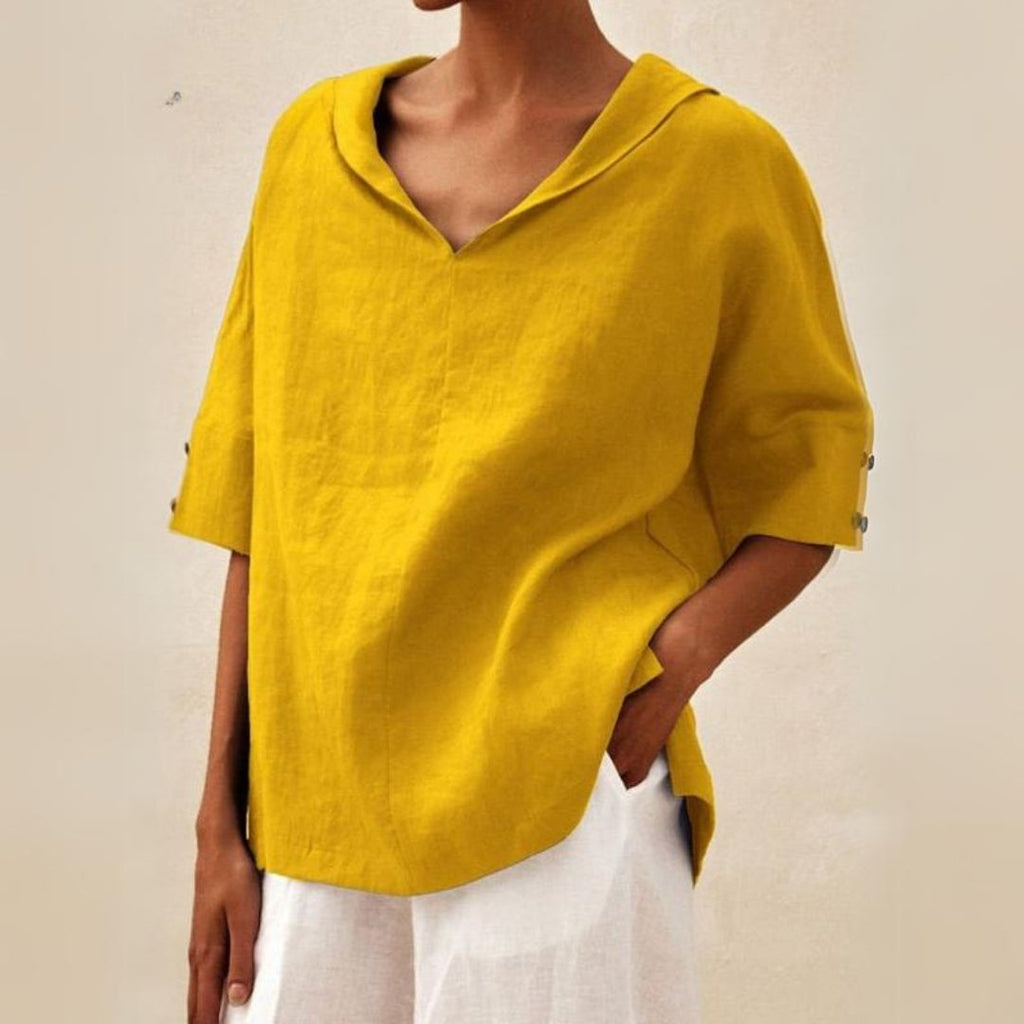 Damaris | V-Neck Casual Shirt Yellow