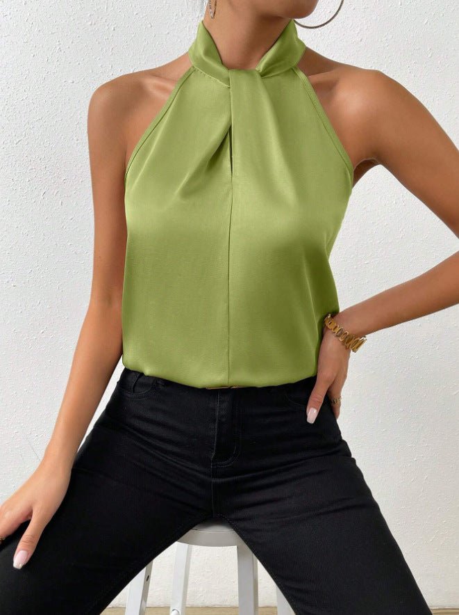 Parsha | Silk Knot Neck Top Olive