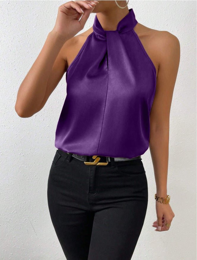 Parsha | Silk Knot Neck Top Purple