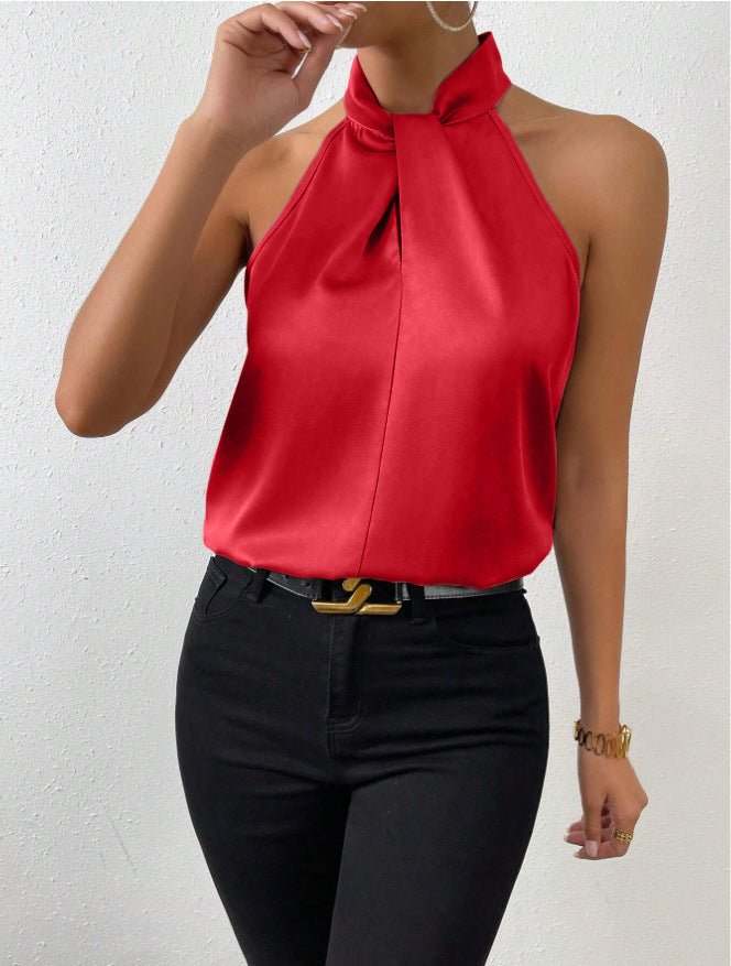 Parsha | Silk Knot Neck Top Red